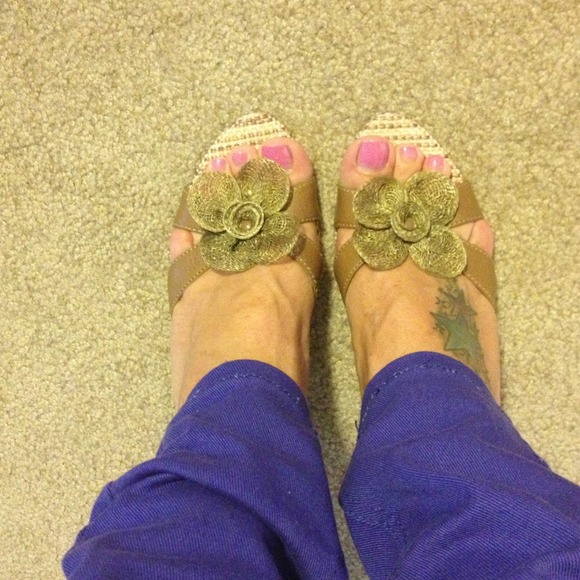 Summer Fave!!!!  Fiona tan wedges. Sz. 8