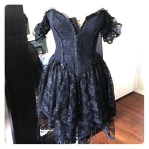 Lace blk off the shoulder goth dress