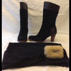Authentic Ugg black suede boots 3 inch heel