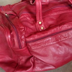 Red leather duffle!