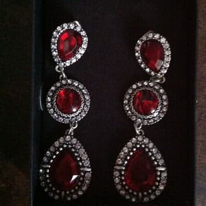 Red and silver earrings