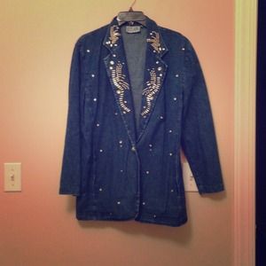 Dark wash denim vintage blazer