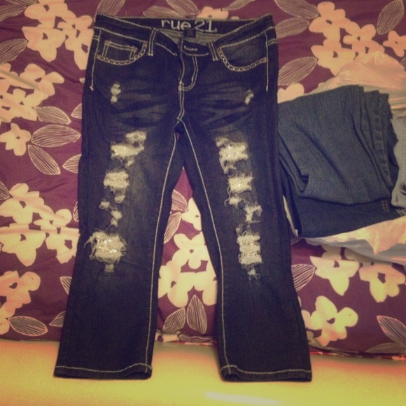 Rude 21 sequin capris! Dark dark blue!