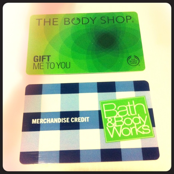 Gift Cards - Body Shop & Bath and Body Works
