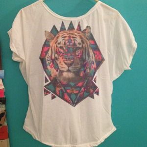 NWOT Small Hipster tiger tribal tee