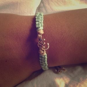 Mint Yoga macramé bracelet with Ohm Aum Om symbol