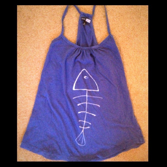 Blue racer back tank fish bones tribal size medium