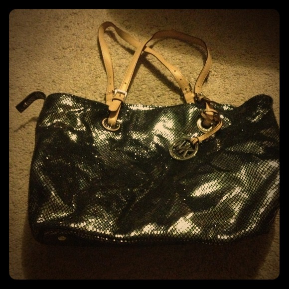 Michael Kors small silver metallic tote bag