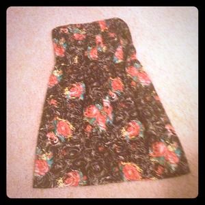 Strapless black dress with buttons down the front