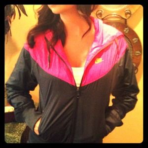 Grey/Pink Nike Zip Up Jacket W/ Orange Detail