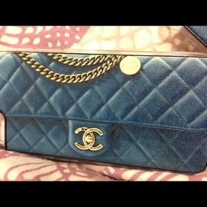 SALE💙CHANEL Blue leather flip bag iPhone5 case💙