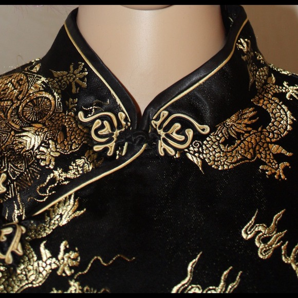 **HOST PICK** Asian Pattern Black & Gold Dress - Picture 3 of 4