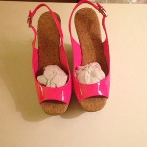 Jessica Simpson Neon Pink Wedges.