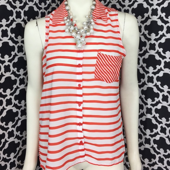 Olivia moon Tops - 🆕LISTING Orange Button Down Sleeveless Top