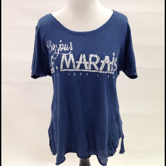 HOST PICK Zara hi-lo "bonjour le marais" shirt