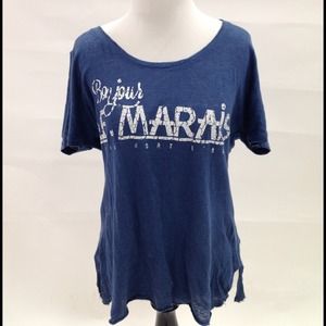 HOST PICK Zara hi-lo "bonjour le marais" shirt