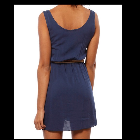 Navy blue papaya clothing belted mini dress - Picture 2 of 2