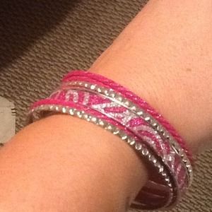 Pink and silver bangles