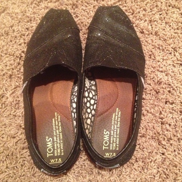 Used Black Sparkly Toms - Picture 2 of 4