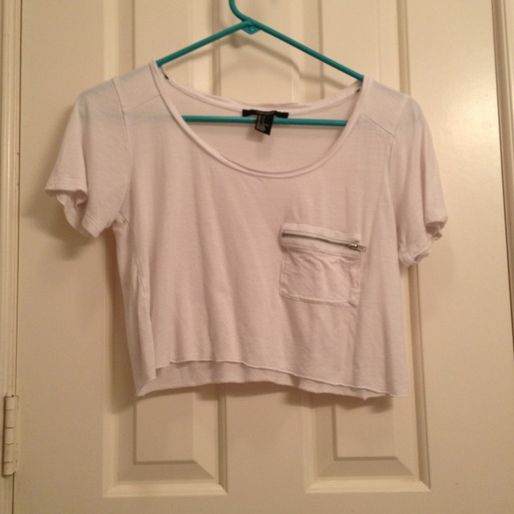 White crop top with zipper