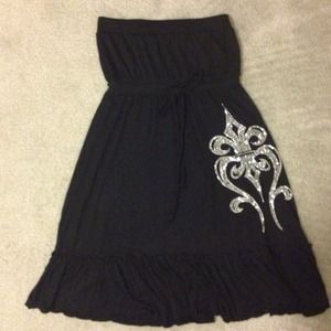 Black Strapless Casual Dress