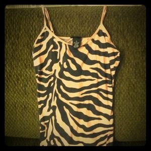 Pink and black zebra tank top