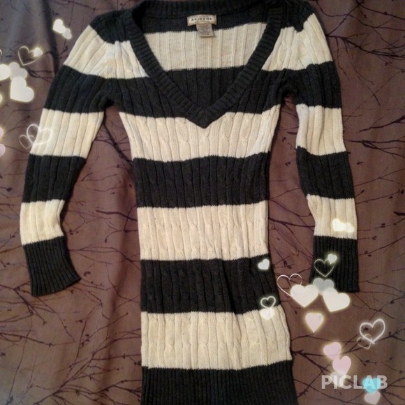 Grey and white stripe sweater