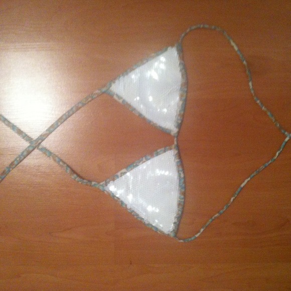 Sequin triangle swim top