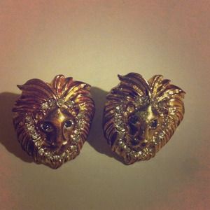 gold lion earrings