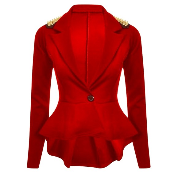 Red Studded Peplum blazer