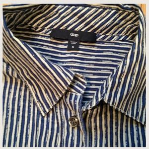 🚫SOLD GAP Navy Striped Silk Blend Boyfriend