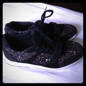 Navy Multi Glitter/Suede Tennis Sneaker