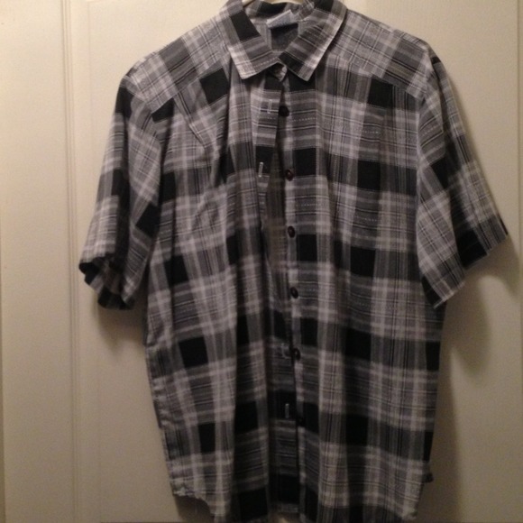 Grey, Black, White plaid top