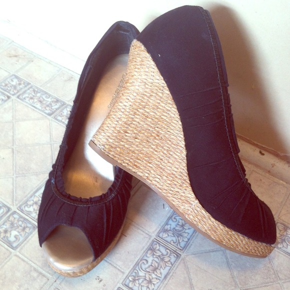 Black Cork Wedges - Picture 1 of 3
