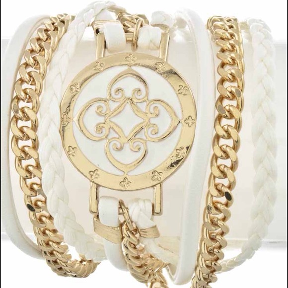 Be Seen Sales Jewelry - SOLD**White and Gold Wrap Bracelet