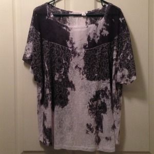 See-thru black & white tie dye top
