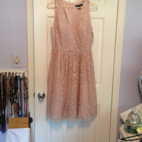 Blush colored lace dress