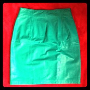 Real leather a-line skirt