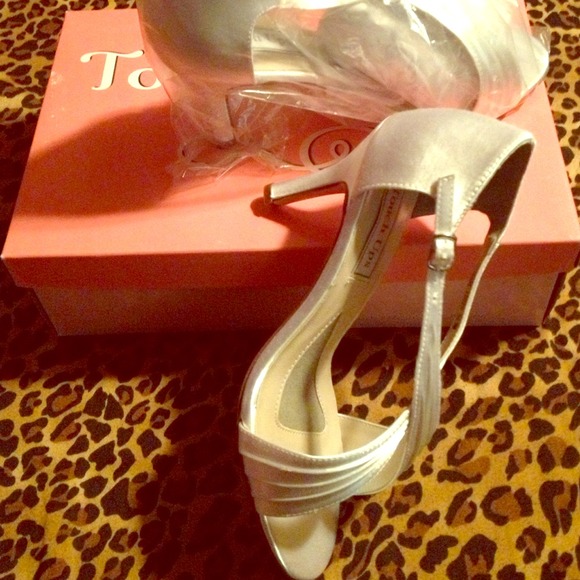 Brand new white satin sandals