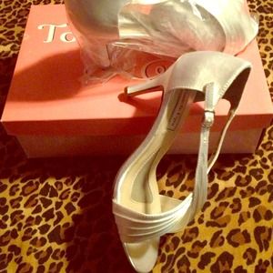 Brand new white satin sandals