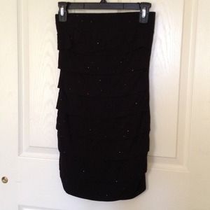 Bodycon Black Rhinestone Dress.
