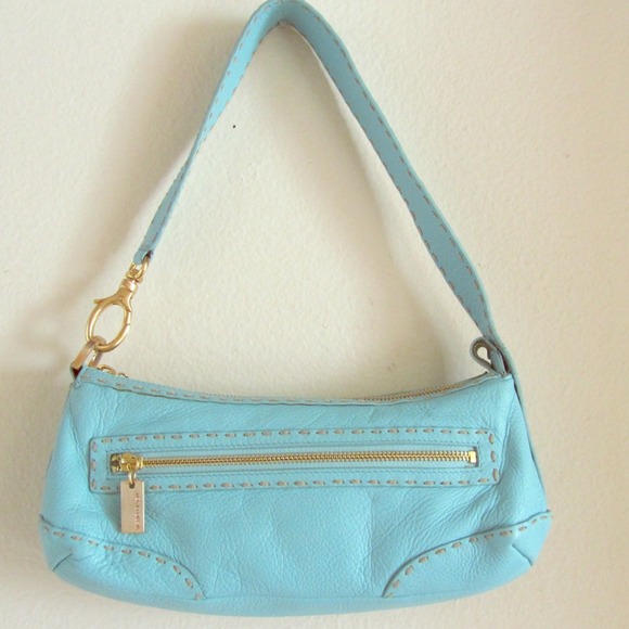 SIGRID OLSEN baby blue leather "baguette" handbag