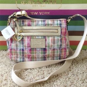 Authentic Coach-daisy madras purse and H&M dress