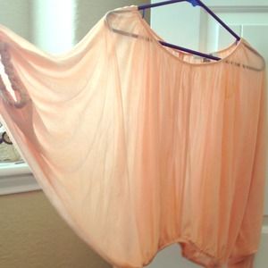 Peach chiffon winged top