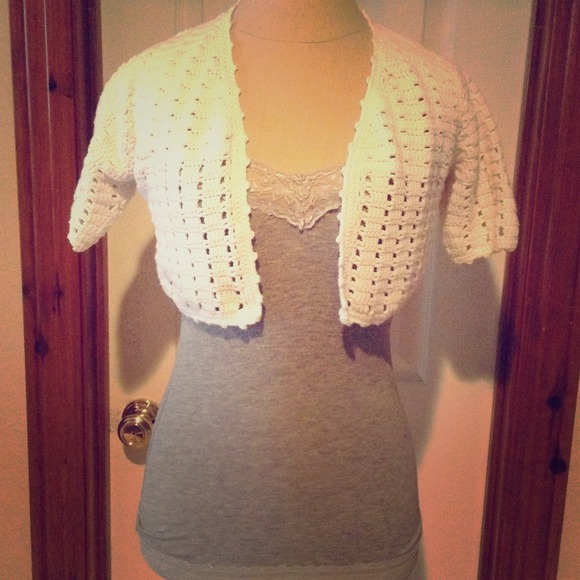 off white crocheted sweater with (or without) tank - Picture 1 of 4