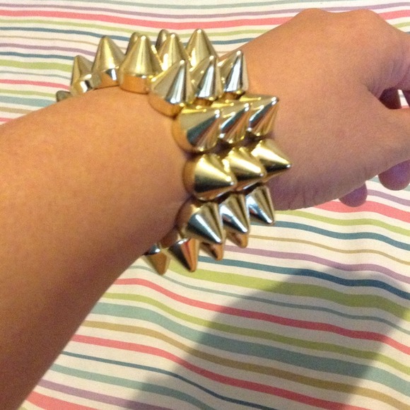 Studded/spiked gold bracelet💀