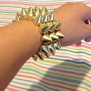 Studded/spiked gold bracelet💀