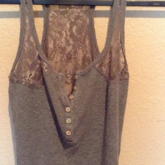 super cute light grey tank with lace! - Picture 2 of 4