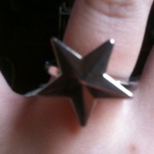Silver metal star ring
