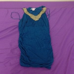 Tank top with beaded neck